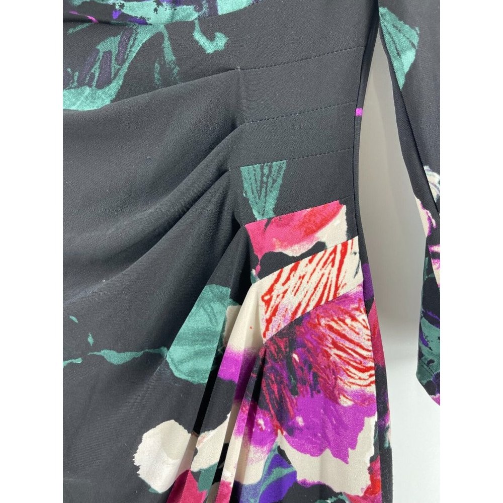 Ralph Lauren Women's Black Floral Long Sleeve Stretch Cocktail Party Dress Sz 6 - Picture 4 of 15